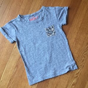 Crewcuts gray sequin pocket tee